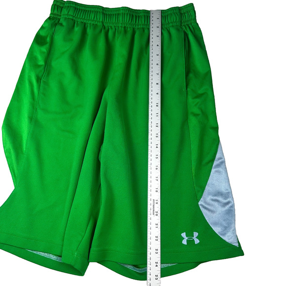 Under‎ Armour Athletic Basketball Long Shorts Size Large Green Gray Color Block - Picture 4 of 10